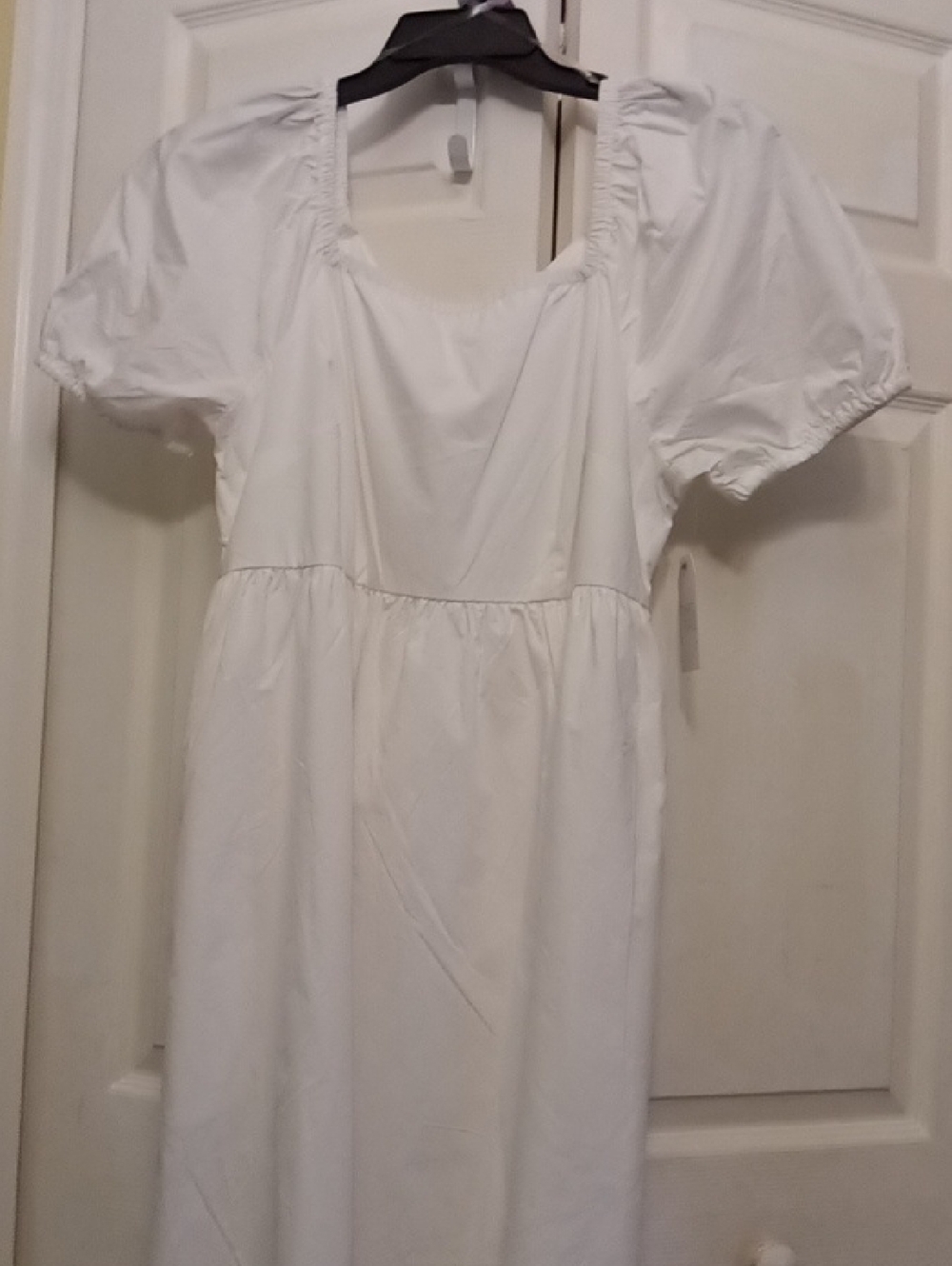 Simple White Puff Sleeve Puff Maxi Dress